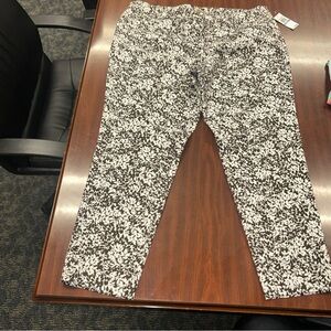 Michael Kors Skinny Dress Pants Womens‎ 8 Chocolate White Floral Stretch NWT